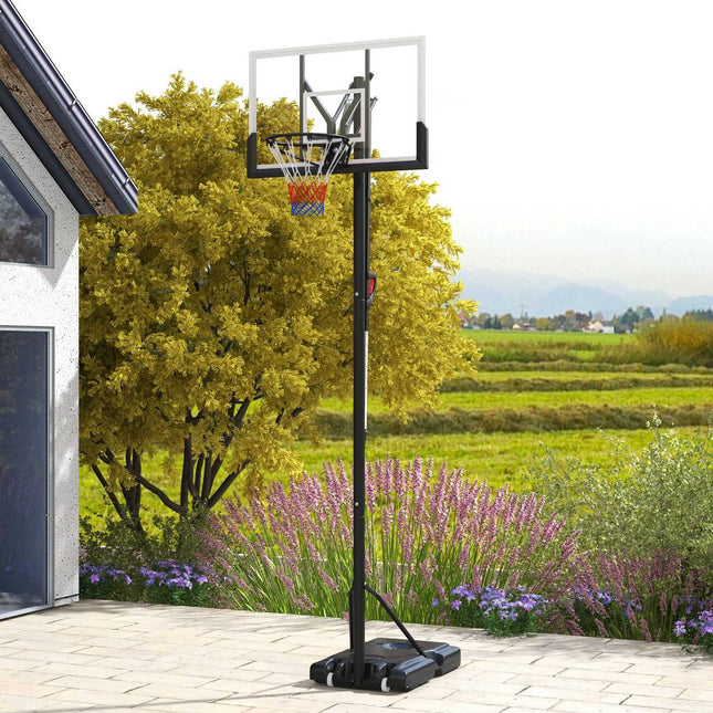 Basketbalring in hoogte verstelbaar 295-365 cm met standaard en wielen, basketbalsysteem voor buiten, stevig staal