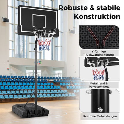Basketballkorb Outdoor Basketballständer 210-260 cm höhenverstellbar auf Rollen schwarz