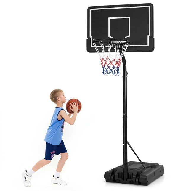 Basketbalring voor buitenbasketbal 210-260 cm in hoogte verstelbaar op wielen zwart