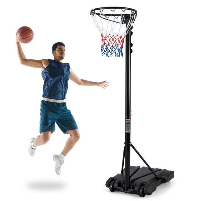 Basketbalring voor buiten, draagbaar, in hoogte verstelbaar, 260-305 cm, zwart