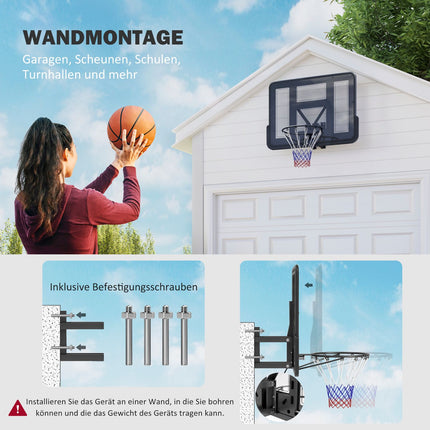 Basketballkorb für drinnen und draußen – Ø45 cm Ring, zur Wandmontage