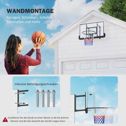 Basketballkorb & Brett für drinnen/draußen, Ø45 cm