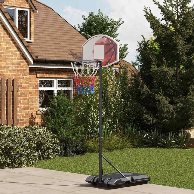 Basketbalring met standaard, 179-209 cm in hoogte verstelbare basketbalstandaard met wielen, basketbalsysteemstandaard, buiten, staal, veelkleurig
