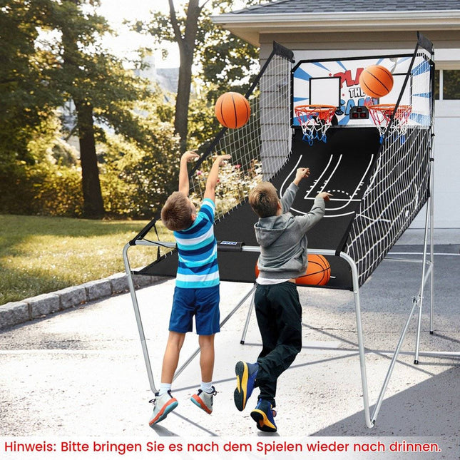 Basketbalmachine opvouwbaar basketbal arcadespel met 2 manden wit