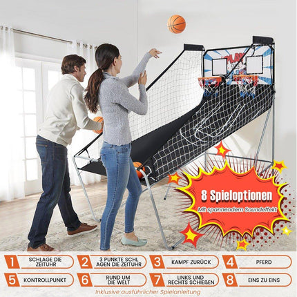 Basketbalový automat, skládací arkádová hra se 2 koši, bílý