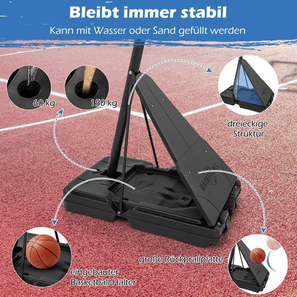 Basketballständer 150-305 cm höhenverstellbarer Basketballkorb Outdoor mit Standfuß