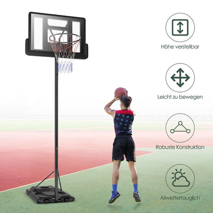Basketballständer 180-305 cm höhenverstellbarer Basketballkorb mit Ständer &amp; 2 Rädern Korbsystem für Kinder