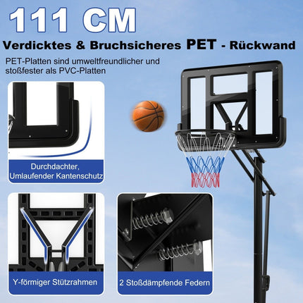 Basketballständer 245-305 cm höhenverstellbar Basketballkorb mit Ständer schwarz