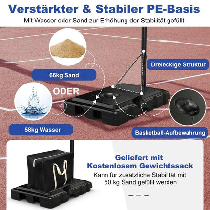 Basketballständer 245-305 cm höhenverstellbar Basketballkorb mit Ständer schwarz