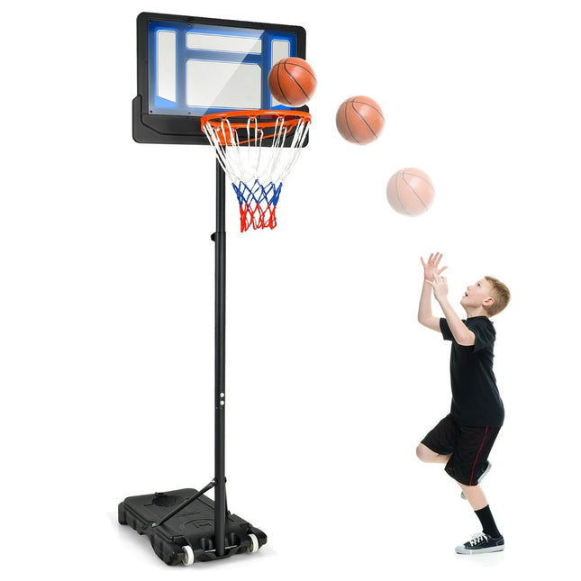 Basketballständer 90/158-210 cm höhenverstellbar Basketballkorb mit Standfuß wetterfest Indoor Outdoor Blau
