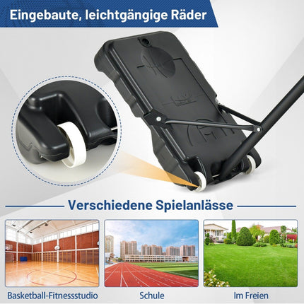 Basketballständer 90/158-210 cm höhenverstellbar Basketballkorb mit Standfuß wetterfest Indoor Outdoor Blau