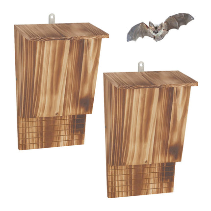 Fledermauskasten-Set, geflammtes Tannenholz, 2 Stück