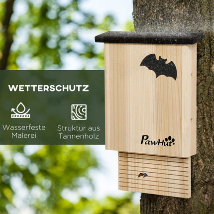 Lot de 3 nichoirs à chauves-souris, nichoirs suspendus pour l'été et l'hiver, en bois de sapin, naturel