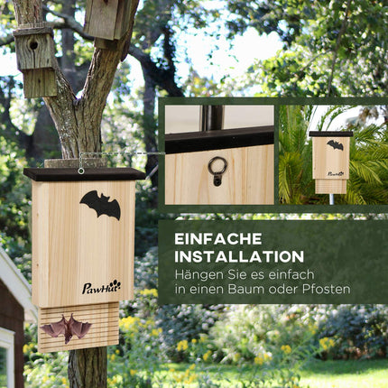 Lot de 3 nichoirs à chauves-souris, nichoirs suspendus pour l'été et l'hiver, en bois de sapin, naturel