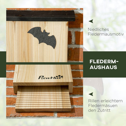 Lot de 3 nichoirs à chauves-souris, nichoirs suspendus pour l'été et l'hiver, en bois de sapin, naturel