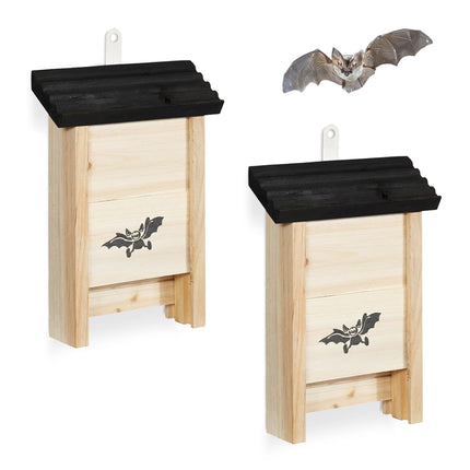 Fledermauskasten 2er-Set – Holzquartiere mit gerillter Innenseite