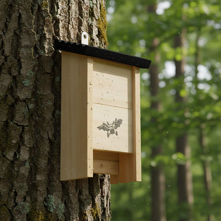 Fledermauskasten 2er-Set – Holzquartiere mit gerillter Innenseite