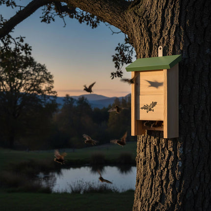 Fledermauskästen 2er-Set, Nisthilfen aus Holz mit Landebrett