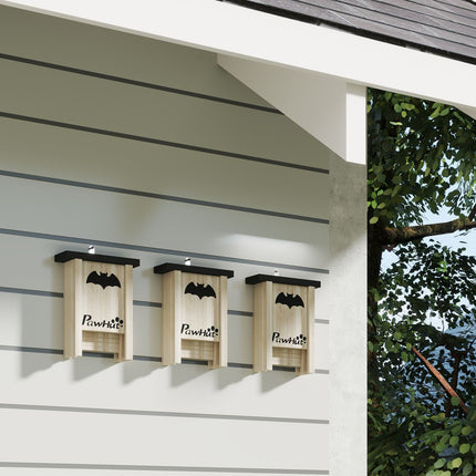 Bat House Set of 3 - Natural Spruce Wood, 18 x 6 x 22.5 cm
