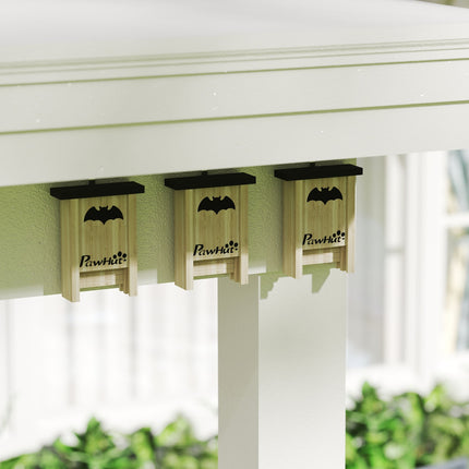 Bat House Set of 3 - Natural Spruce Wood, 18 x 6 x 22.5 cm
