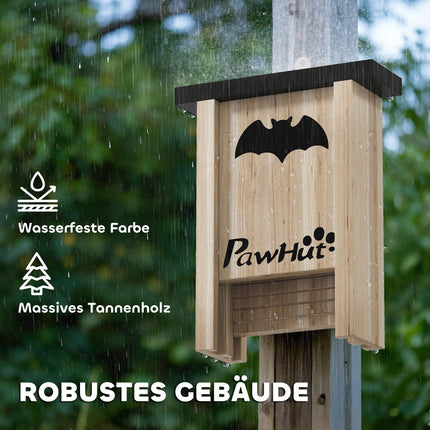 Bat House Set of 3 - Natural Spruce Wood, 18 x 6 x 22.5 cm