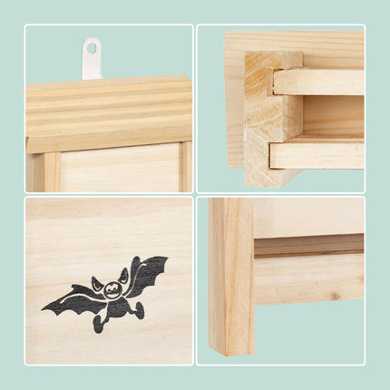 Fledermauskästen 2er-Pack, aus Holz, mit gerillter Innenseite