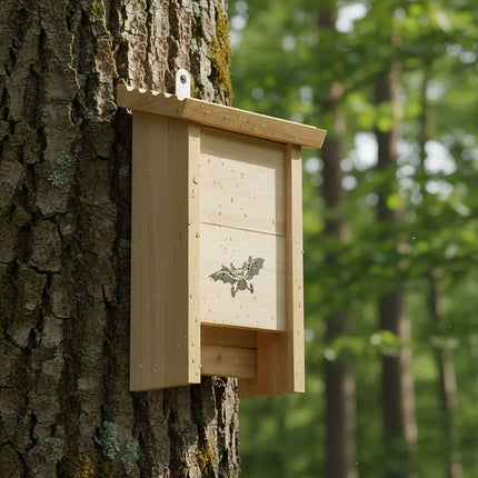 Fledermauskästen 2er-Pack, aus Holz, mit gerillter Innenseite