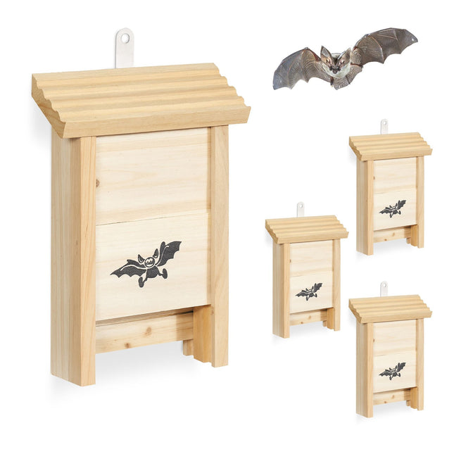 Bat Boxes, Set of 4 – Untreated Wood, Easy Climb