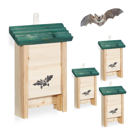 Fledermauskästen, unbehandeltes Holz, 4er-Set