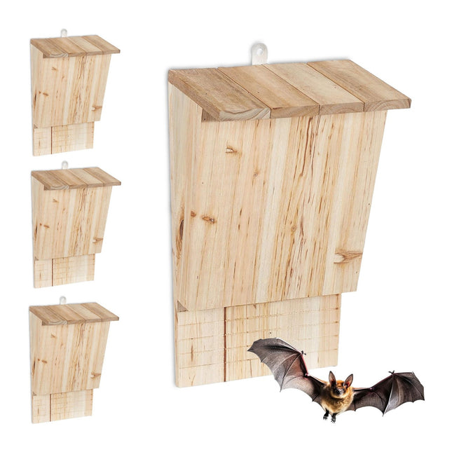 Fledermauskästen, Holz, 4er-Pack – Unterschlupf für Fledermäuse