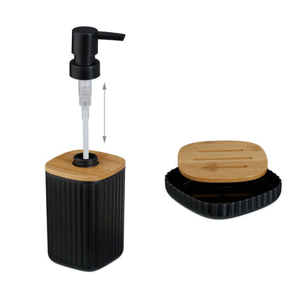 Bathroom Accessories Set, 6-Piece Plastic & Bamboo