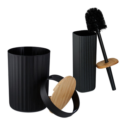 Bathroom Accessories Set, 6-Piece Plastic & Bamboo