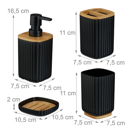 Bathroom Accessories Set, 6-Piece Plastic & Bamboo