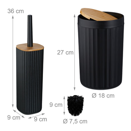 Bathroom Accessories Set, 6-Piece Plastic & Bamboo