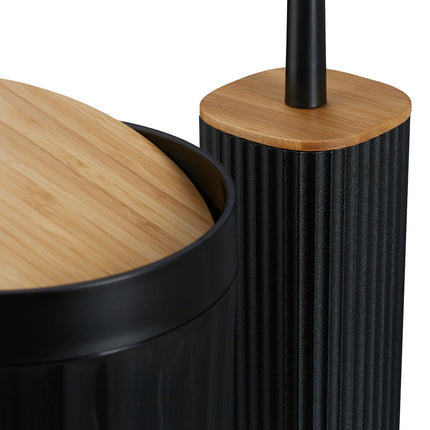 Bathroom Accessories Set, 6-Piece Plastic & Bamboo
