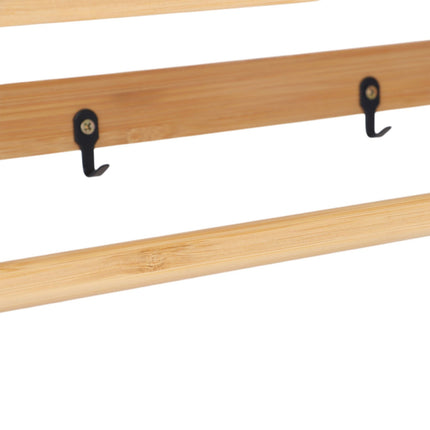 Bathroom Bamboo Shelf with Towel Rail & Hooks