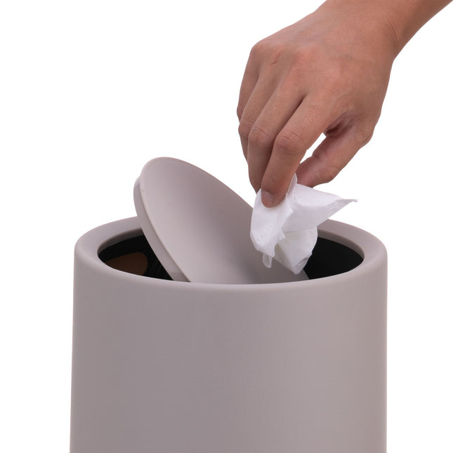 Badkamerprullenbak met scharnierend deksel, 6 liter, kunststof
