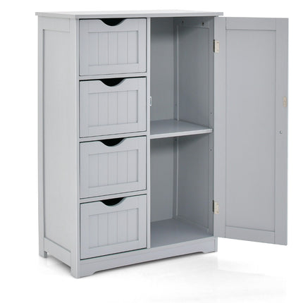 Bathroom Cabinet, 4 Drawers, Adjustable Shelf, Gray