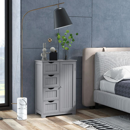Bathroom Cabinet, 4 Drawers, Adjustable Shelf, Gray