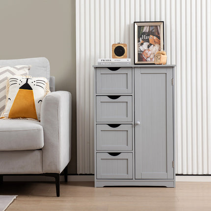Bathroom Cabinet, 4 Drawers, Adjustable Shelf, Gray