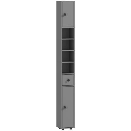 Bathroom Cabinet, 4 Shelves, Drawer, Chipboard, Grey