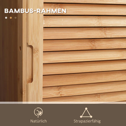 Bambus-Badezimmerschrank mit Schublade und Regalen, 32x30x163 cm