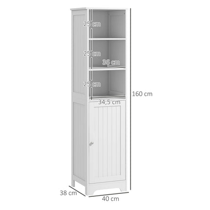 Weißer Badezimmerschrank mit 3 offenen und 1 geschlossenen Fach