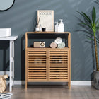 Badezimmerschrank, freistehendes Bambusregal mit offener Ablage, 64 x 27,5 x 80 cm, Natur