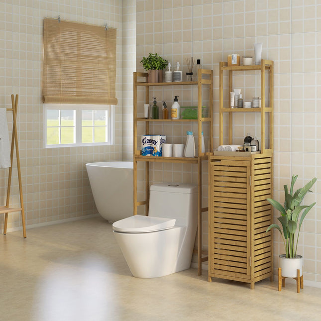 Bambus Badschrank mit 3 Fächern, Kippschutz