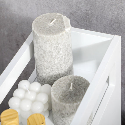 Meuble de salle de bain à roulettes, 2 tiroirs et compartiment ouvert, meuble de rangement, blanc, 16 x 49,5 x 66 cm