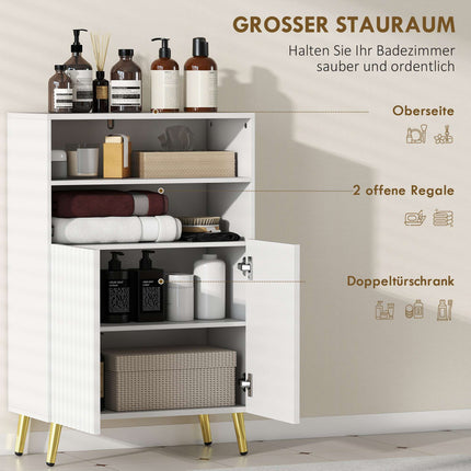Bathroom Cabinet, Soft-Close Doors, 2 Open Shelves, MDF, White