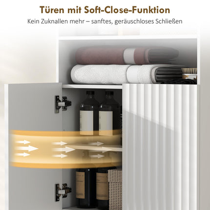Bathroom Cabinet, Soft-Close Doors, 2 Open Shelves, MDF, White