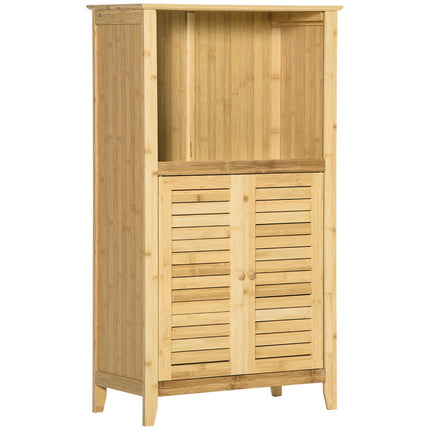 Bambus-Badezimmerschrank mit offenem Regal, 50x25,5x92cm