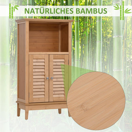 Bambus-Badezimmerschrank mit offenem Regal, 50x25,5x92cm